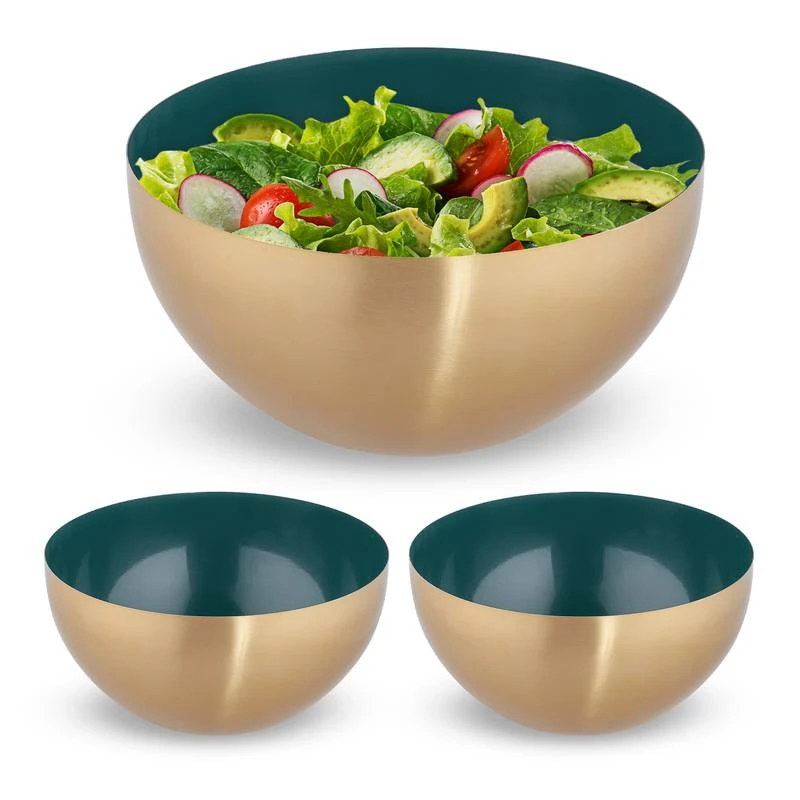 Saladier Vert-doré En Lot De 3 1 Saladier Vert-doré En Lot De 3