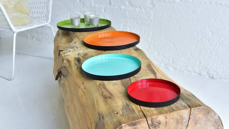 Lot De 4 Plateaux En Métal Laqué 2 Lot De 4 Plateaux En Métal Laqué – Image 2