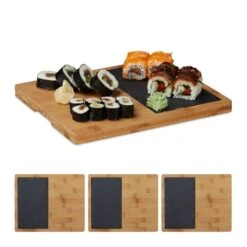 4x Planches à Découper En Bambou Ardoise