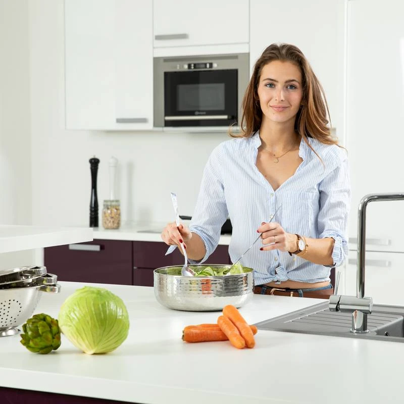 Saladier Inox Avec Couverts à Salade 2 Saladier Inox Avec Couverts à Salade – Image 2