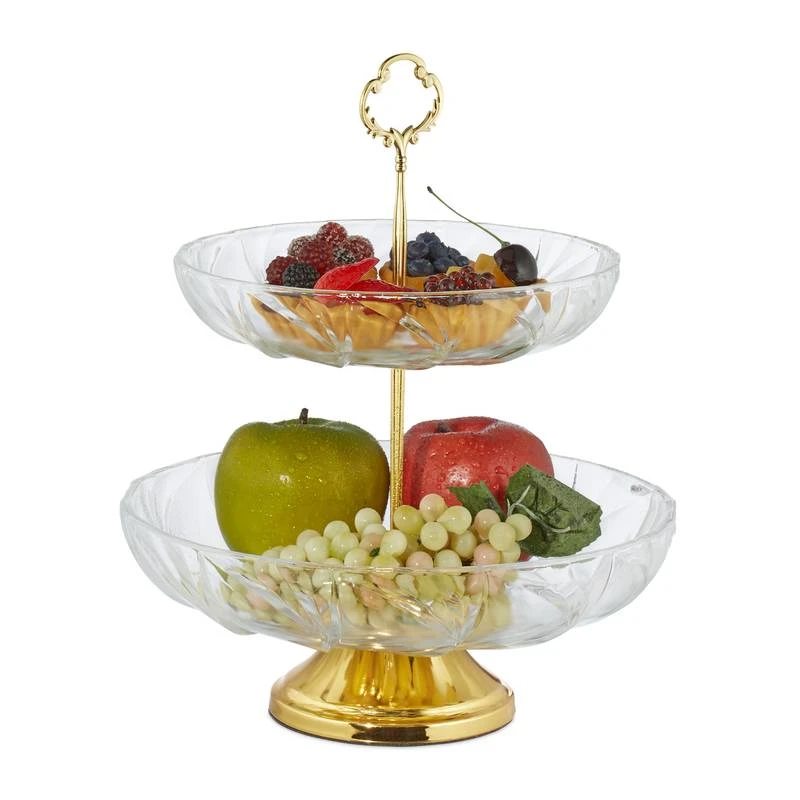Serviteur Fruits En Verre Avec 2 étages 1 Serviteur Fruits En Verre Avec 2 étages