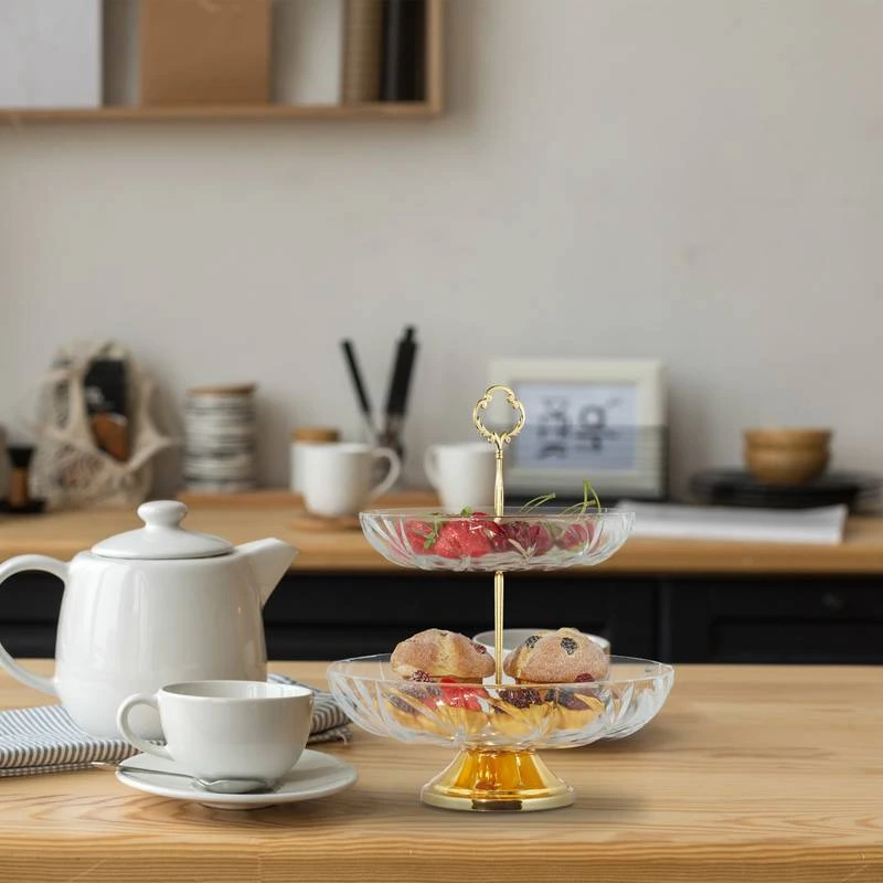 Serviteur Fruits En Verre Avec 2 étages 2 Serviteur Fruits En Verre Avec 2 étages – Image 2