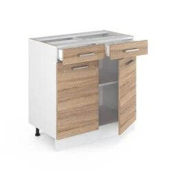 Meuble Bas R-Line 80cm Sonoma/blanc -ELO Soldes Boutique c5dfca04eac24c87a682cf1bd36c8128