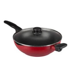 Poêle Wok Rouge Avec Couvercle -ELO Soldes Boutique dae6b784a4234be28b339760f3281075