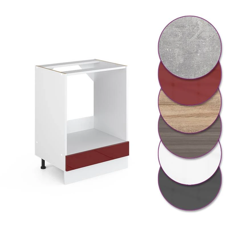 Meuble Bas Four R-Line 60cm Bordeaux 3 Meuble Bas Four R-Line 60cm Bordeaux – Image 3